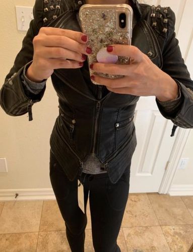 Customer photo review of Aurora Leather Jacket