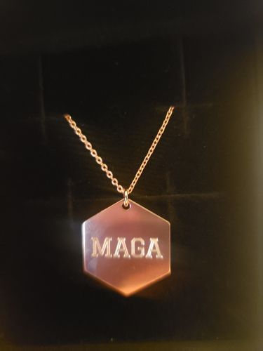 Customer photo review of MAGA Engraved Necklace