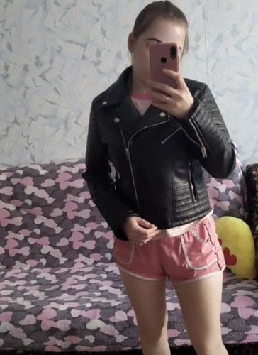 Customer photo review of Scarlet Leather Jacket