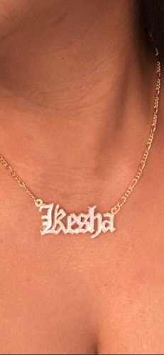 Customer photo review of Double Plated Gothic Angelina Style Name Necklace