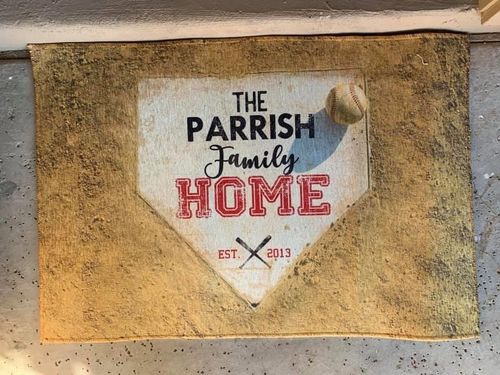 Customer photo review of Personalized Home Plate Welcome Mat