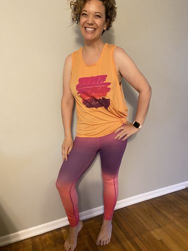 Customer photo review of Inspire Exercise Pants - Peach/Purple Ombre | MT SPORT