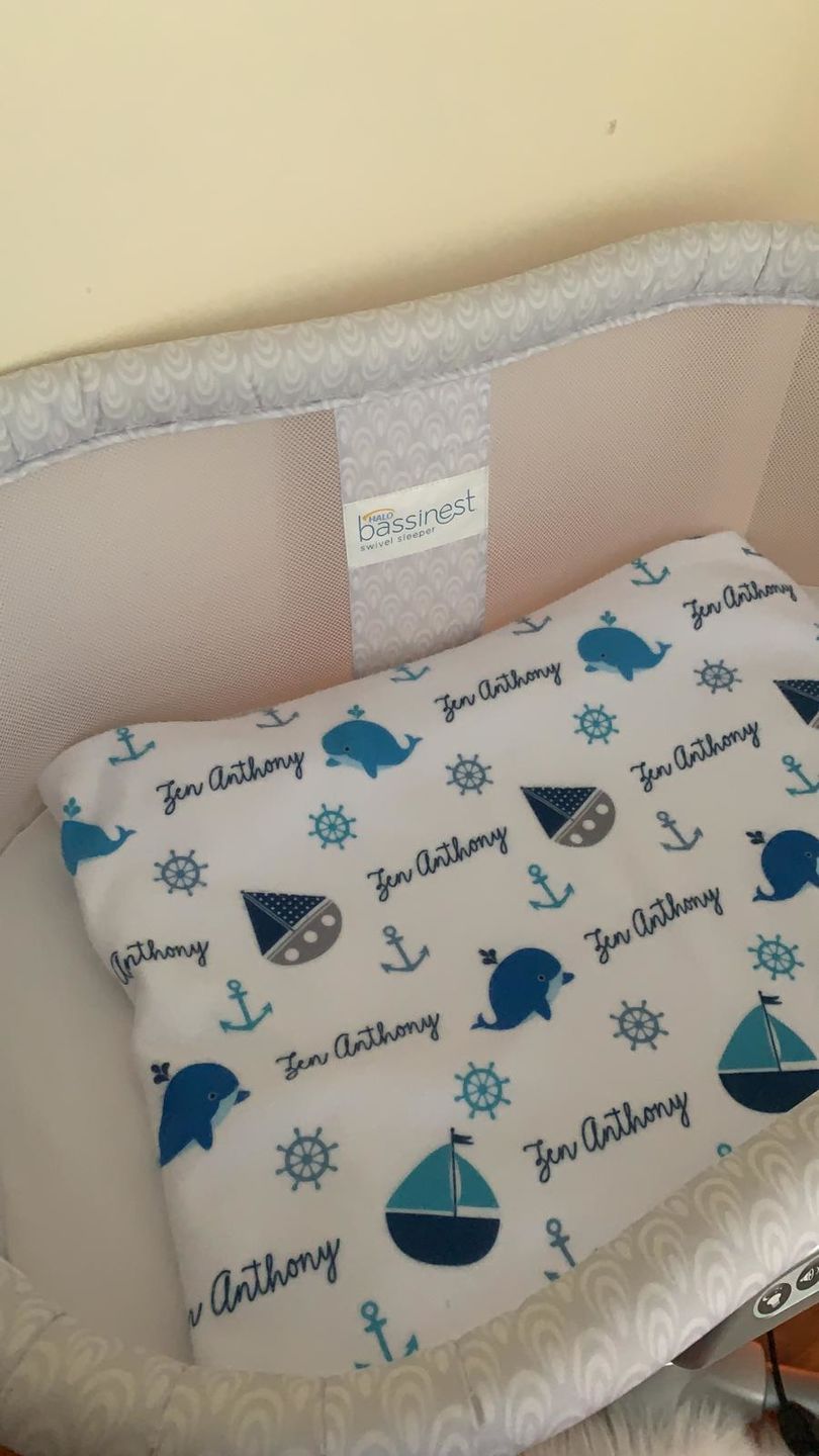 Customer photo review of Nautical Fleece Personalized Baby Boy Blanket
