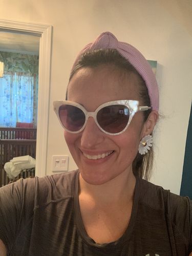 Customer photo review of TAFFY SEERSUCKER STRIPED KNOTTED HEADBAND