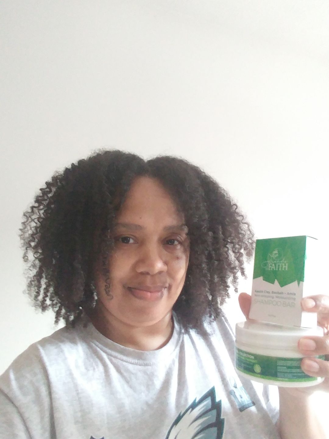 Customer photo review of Non-Stripping Shampoo Bar