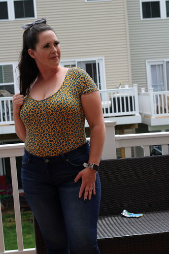 Customer photo review of Sultry Spotted Bodysuit In Honey