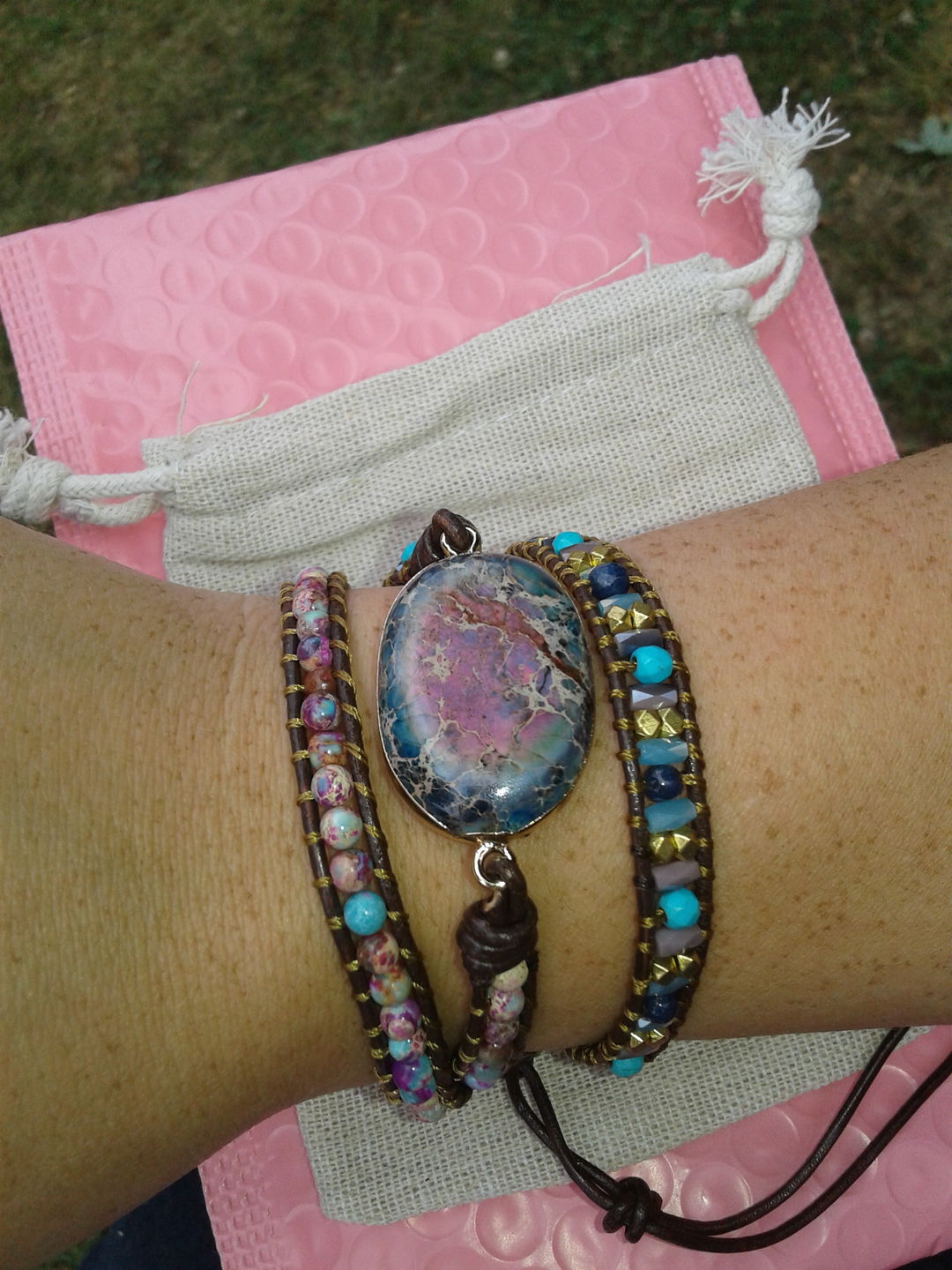 Customer photo review of Intense Emperor Jasper Wrap Bracelet