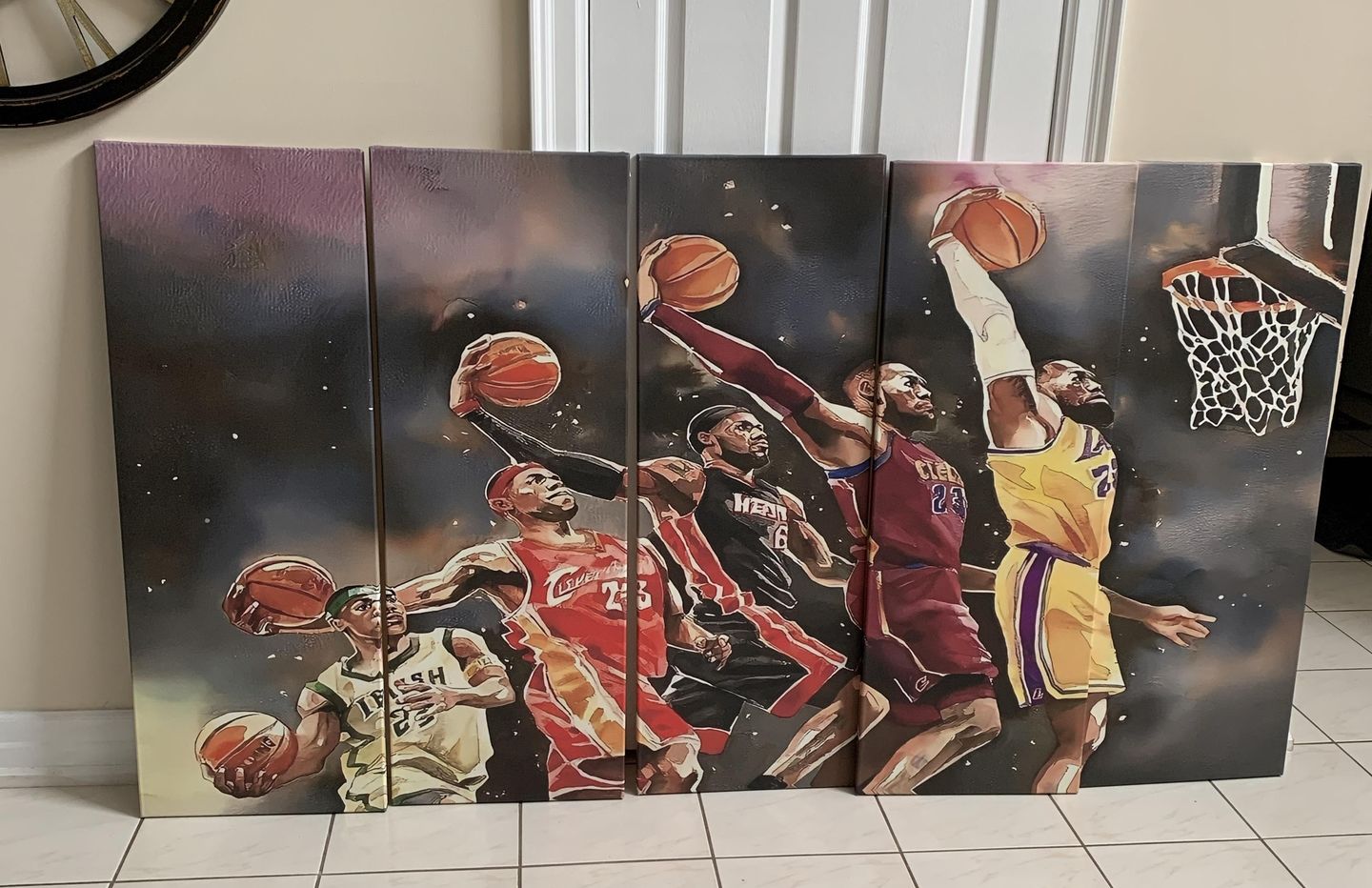 Customer photo review of Evolution Of Lebron James Canvas 5 Piece Mega Wall Art Framed