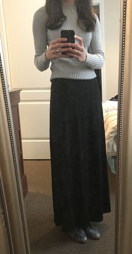 Customer photo review of BASIC A LINE MAXI SKIRT-BLACK