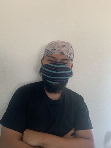 Customer photo review of PRE-ORDER Handwoven Face Mask