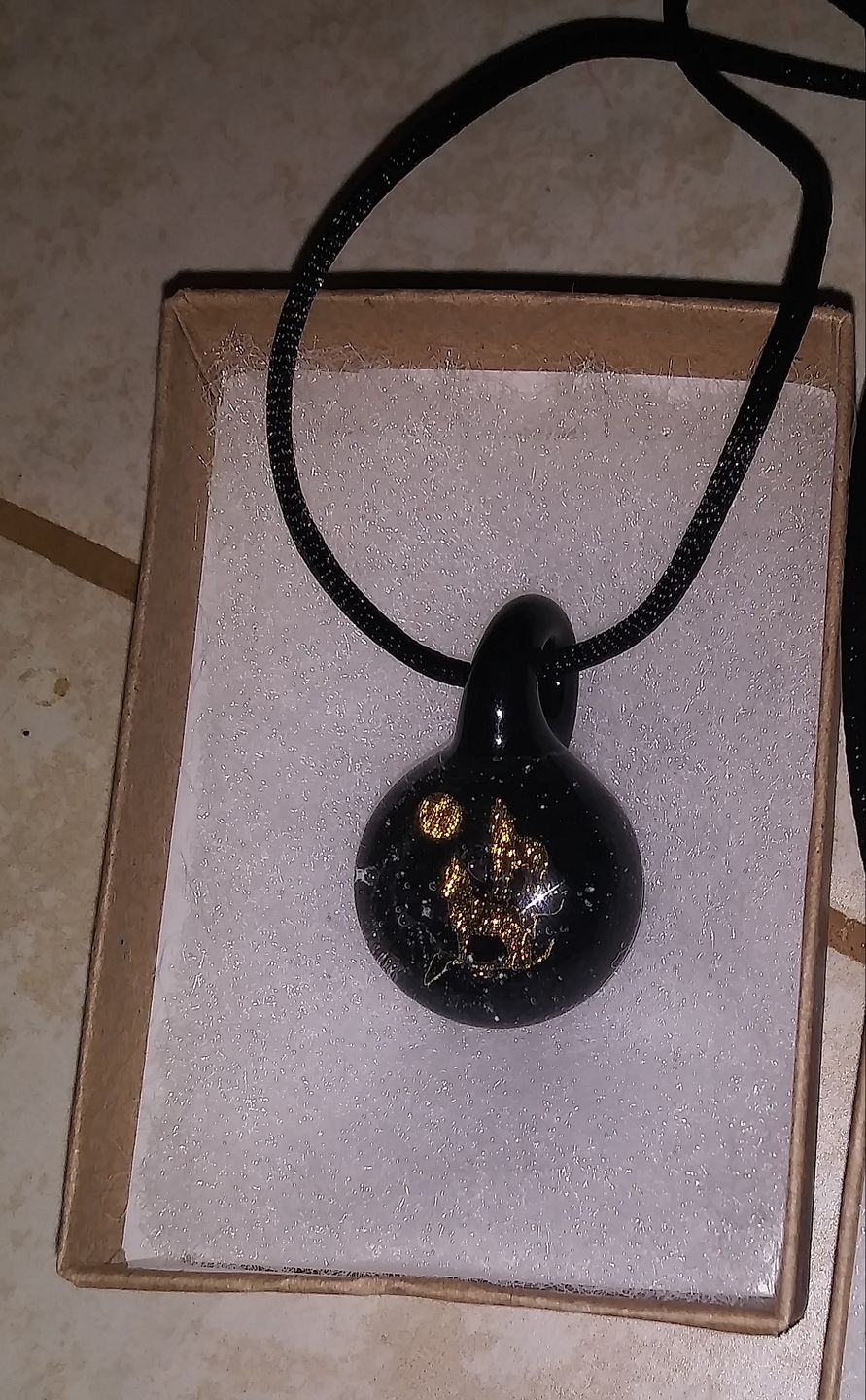 Customer photo review of Howling Wolf Hologram Pendant with Infused Cremation Ash