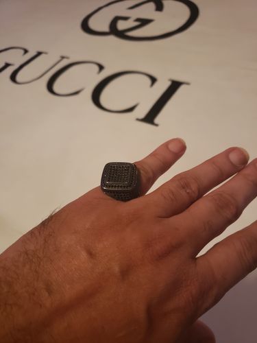 Customer photo review of Diamond Shape Micropave 360 CZ Mens Ring Black