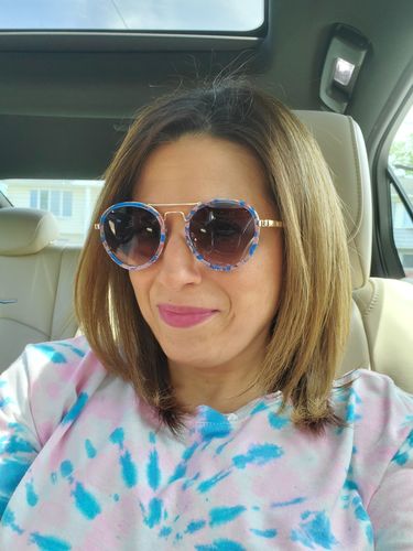 Customer photo review of SUNSET BLUE DOWNTOWN AVIATOR SUNGLASSES