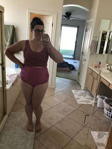 Customer photo review of Traveler Top | Pink Animal Print | Final Sale