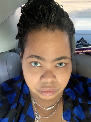 Customer photo review of Cherry Sky Blue Coloured Contact Lenses