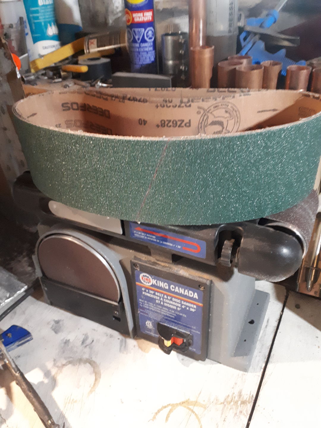 Customer photo review of 4 X 36 Inch Premium Zirconia Sanding Belts, 3 Pack