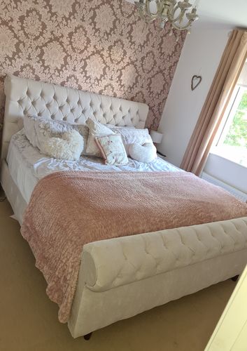 Customer photo review of Colorado Soft Cream Naple Chesterfield Sleigh Scroll Bed Frame