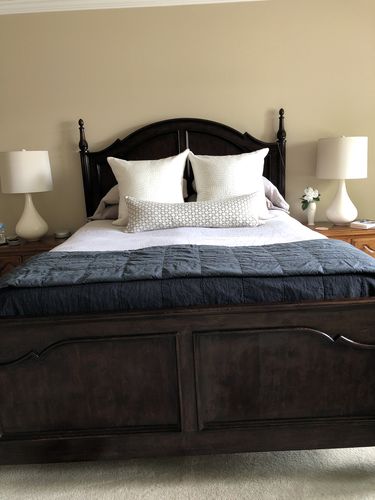 Customer photo review of Deconstructed Stripe Greige Pillow Cover