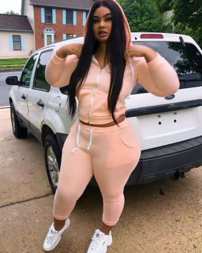 Customer photo review of Casual Hooded Zipper Sweatshirt Two Piece