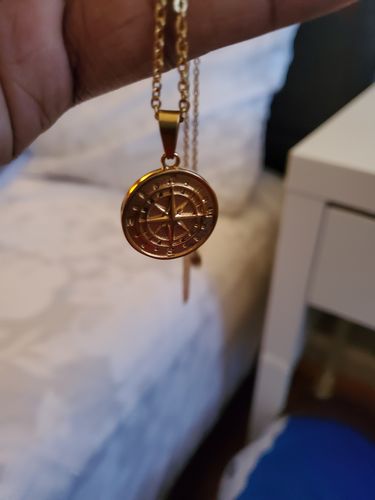 Customer photo review of Compass Pendant (Gold)
