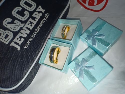 Customer photo review of Tuscany Two Tone Wedding Rings