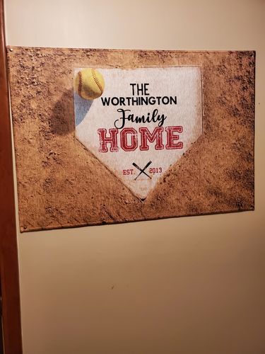 Customer photo review of Personalized Home Plate Welcome Mat