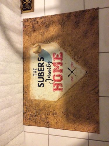 Customer photo review of Personalized Home Plate Welcome Mat