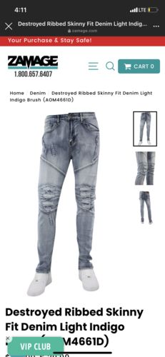 Customer photo review of Destroyed Ribbed Skinny Fit Denim Light Indigo Brush (AOM4661D)