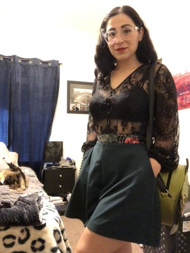 Customer photo review of Black Widow Tap Shorts in Hunter Green