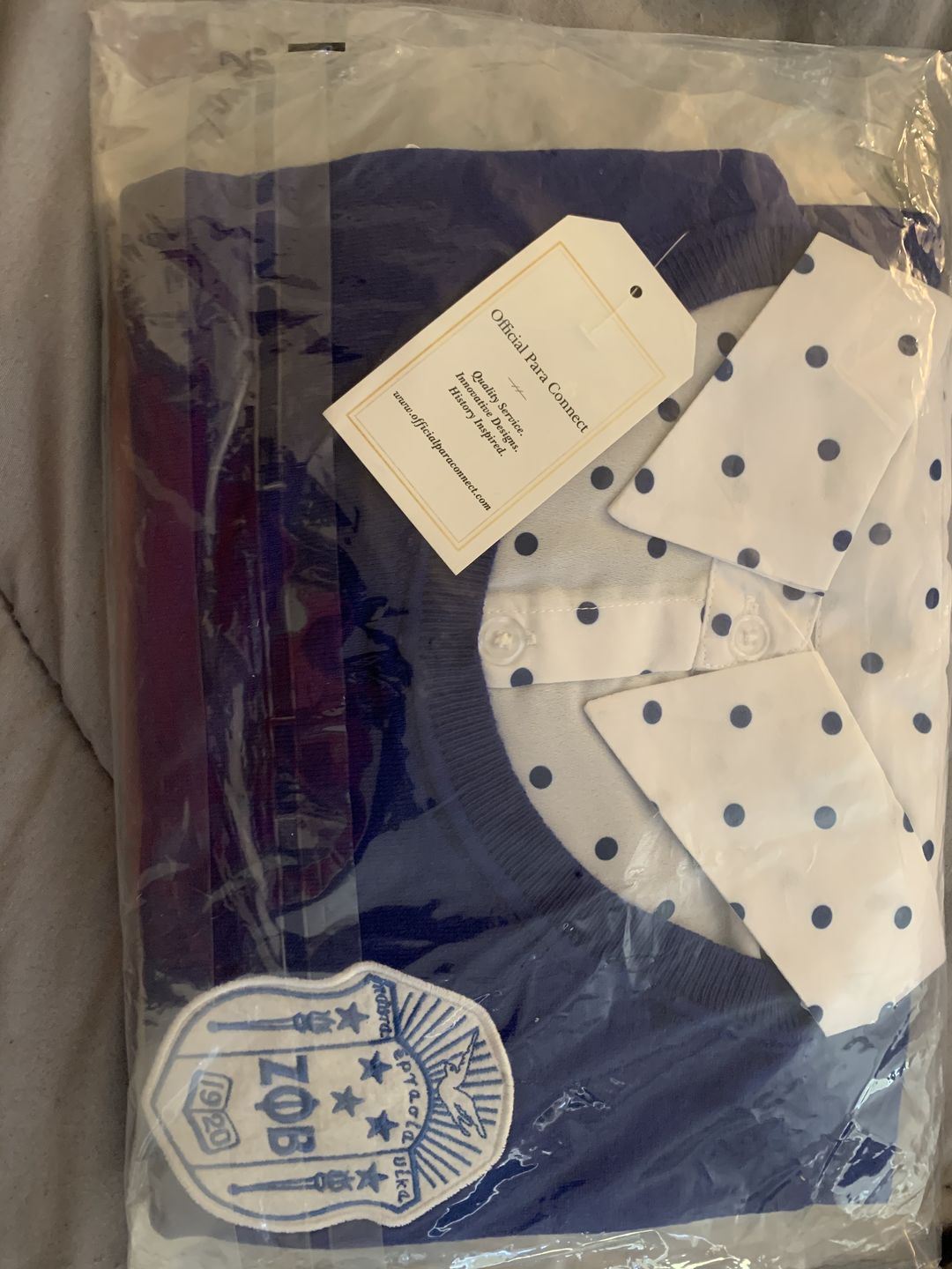 Customer photo review of Polka Dot Chiffon Sweater - Royal