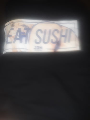 Customer photo review of Eat Sushi Anime T-Shirt (Black/White)