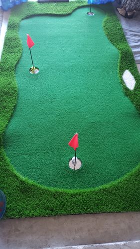 Customer photo review of Golf Putting Mat Pro Package 5'x10' | Professional Home Putting Green