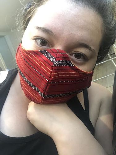 Customer photo review of PRE-ORDER Handwoven Face Mask