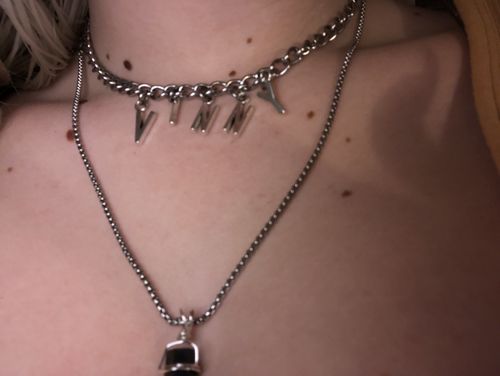 Customer photo review of Custom Metal Letters Angel Chunky Chain Choker