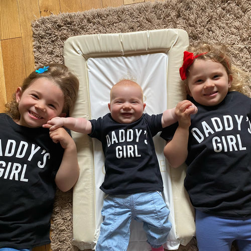 Customer photo review of Daddy & Daddy's Boy & Girl Varsity Matching T-Shirts (MRK X)