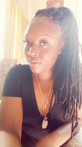 Customer photo review of Raw Amethyst/Rose Quartz Necklace