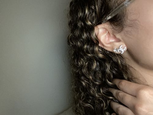 Customer photo review of Sterling silver “c” studs