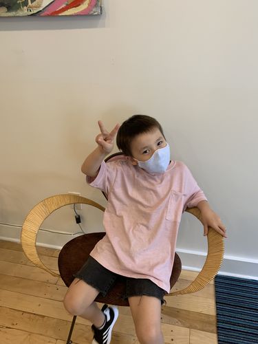 Customer photo review of *PRE-ORDER* SET OF 2 ATLANTIC BLUE KIDS’ FACE MASKS