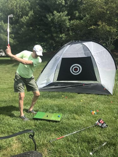 Customer photo review of 10x7 ft Giant Golf Net 3pc Bundle with Tri-Turf Hitting Mat