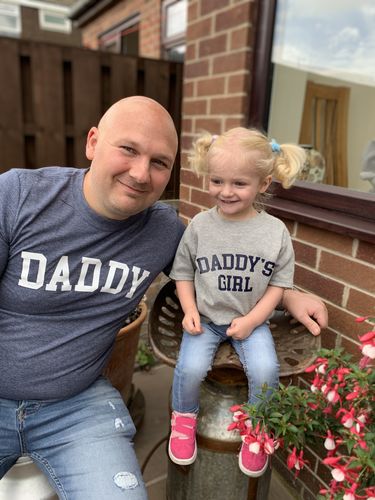 Customer photo review of Daddy & Daddy's Girl College Matching T-Shirts (MRK X)