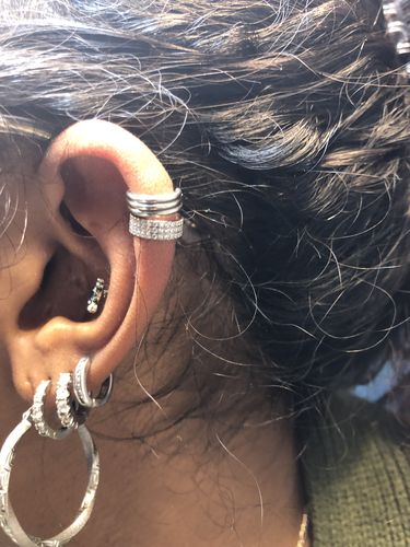 Customer photo review of Triple Stacked Micro Paved Gems Hinged Segment Ring