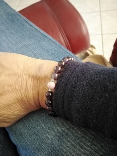 Customer photo review of BRACELET DUO AMETHYSTE/RHODOCHROSITE