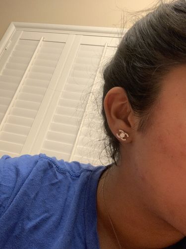 Customer photo review of Sterling silver “c” studs