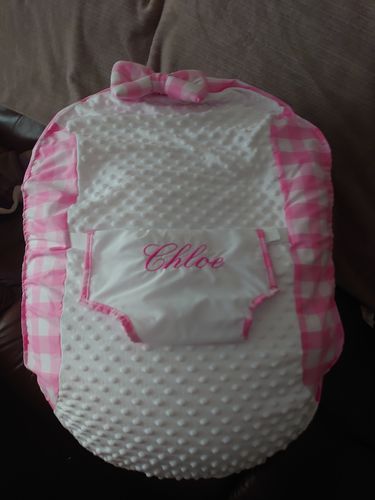Customer photo review of Personalised Pink Gingham Baby Bean Bag