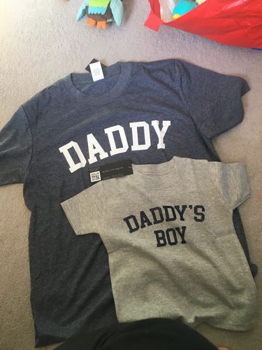 Customer photo review of Daddy & Daddy's Boy College Matching T-Shirts (MRK X)