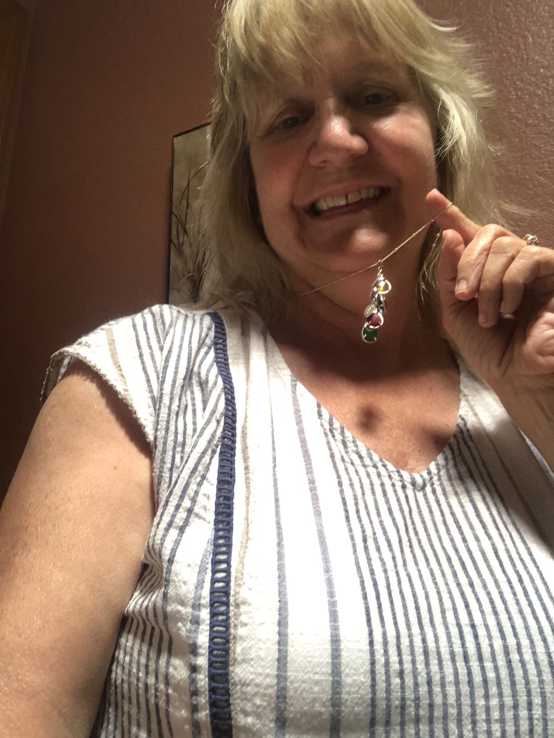 Customer photo review of Teardrop Birthstone Bezel Pendant