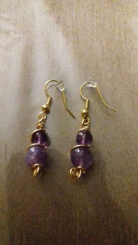 Customer photo review of BOUCLES DUO AMETHYSTE plaqué or
