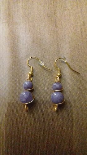 Customer photo review of BOUCLES DUO QUARTZ MAUVE plaqué or