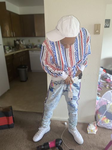 Customer photo review of FASHION MOTO JEANS WITH SIDE STRIPE