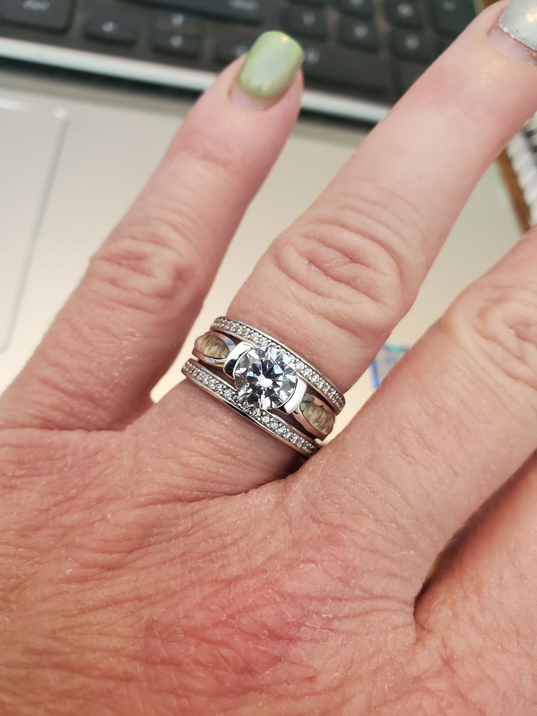 Customer photo review of Silver Ring with Gem and Cremation Ash
